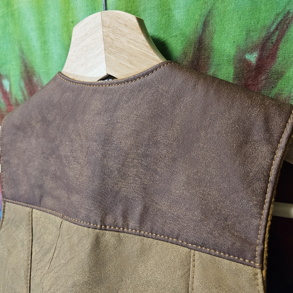 Vintage Kids 80's Full Leather Sherpa-Lined Vest Size 6 - Picture 8 of 11